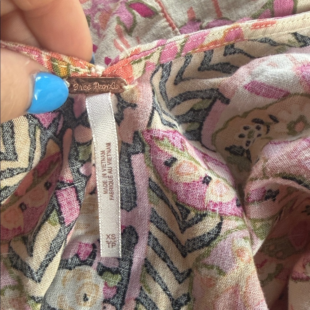 Free People Floral Ruffle Hem Sleeveless Tunic - Pink Multi - Picture 8 of 9